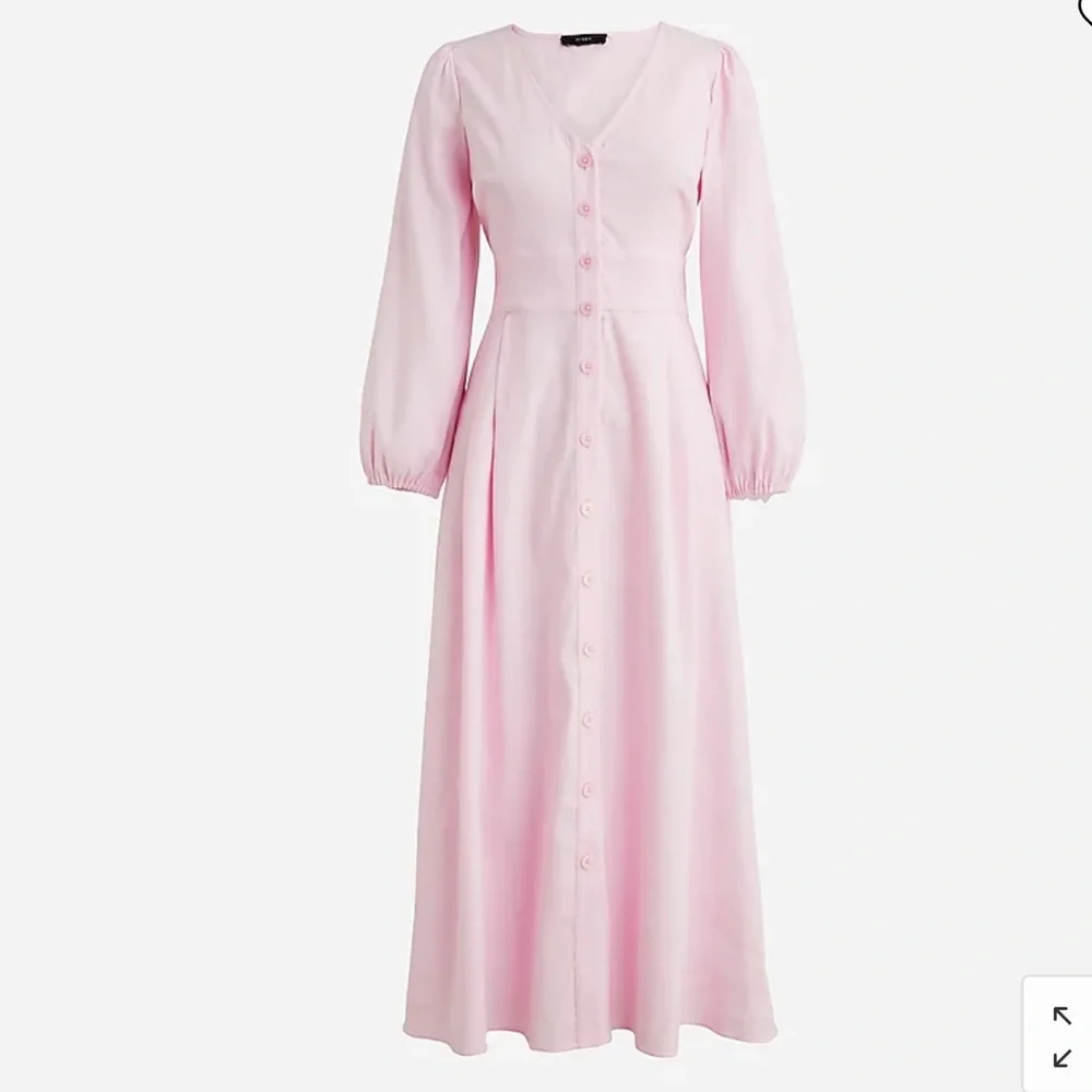 J. Crew Pink Midi Dress with Puff Sleeves